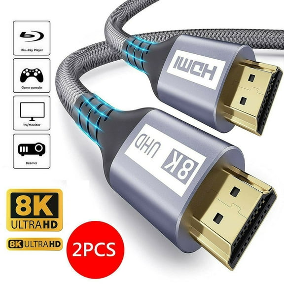 AUBEAMTO 8K HDMI Cable Ultra High-Speed 2.1 Cable- 3.3ft 2-Pack - 48Gbps with eARC, 8K at 60Hz for Superior Video and Sound Quality - HDMI Cable for Monitor, Smart TV, Xbox, PS5, and Apple TV