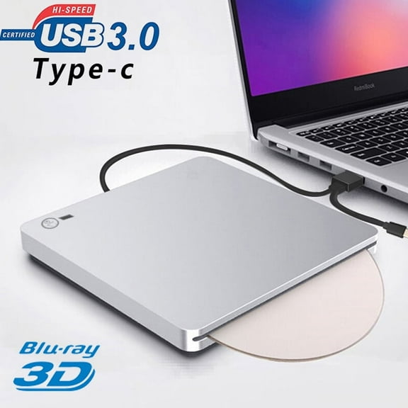 AUBEAMTO Blu Ray Burner Player Drive with One Touch Pop up, External USB3.0/Type-C Portable CD/DVD+/-RW Drive/DVD Blu Ray Player for Laptop CD ROM Burner for Laptop Desktop PC Windows Linux OS Apple
