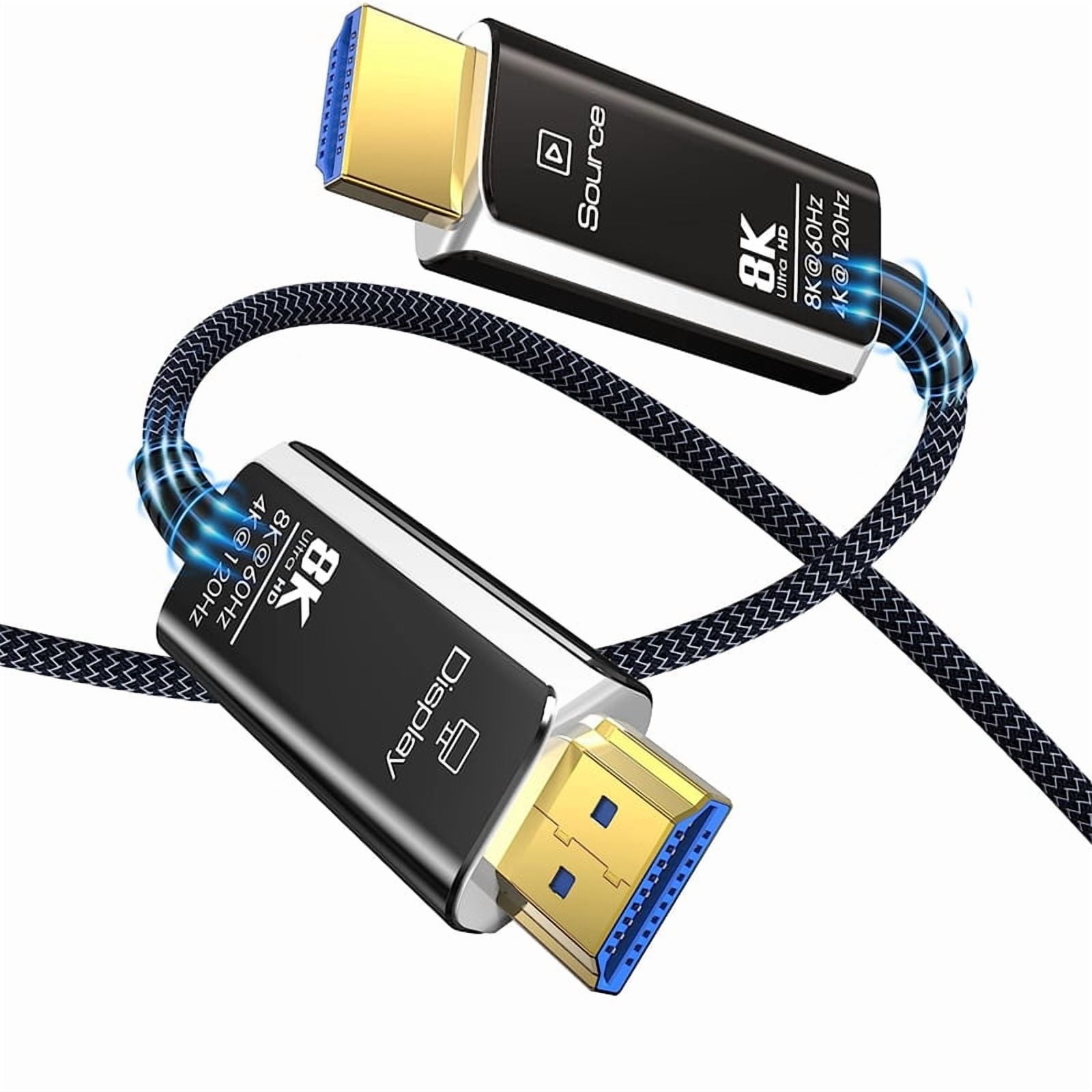 AUBEAMTO CL3 8K Fiber Optic HDMI 2.1 Cable 33Feet Braided Nylon, Supports Ultra High Speed 48Gbps 8K@60Hz 4K@120Hz Dynamic HDR, eARC,ARR, Dolby Atmos, for PS5/Xbox Series X/Apple TV 4K, Roku - Whit