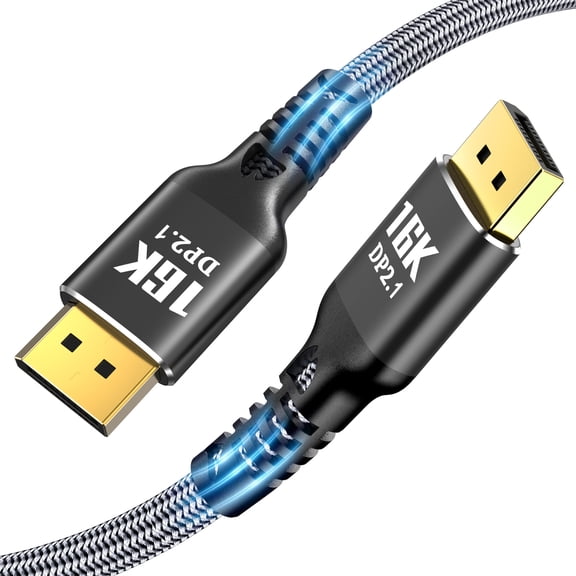 AUBEAMTO DisplayPort 2.1 Cable 10FT, 16K Display Port 2.1 2.0 Cable [16K 60Hz, 8K 120Hz, 4K 240Hz 165Hz 144Hz, 80Gbps HDR10 HDCP DSC 1.2a] Braided DP 2.1 Cord for FreeSync G-Sync Gaming Monitor