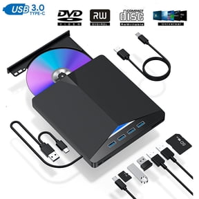 AUBEAMTO External CD/DVD Drive for Laptop, 7 in 1 USB 3.0 DVD Player Portable CD/DVD Burner, CD ROM External DVD Drive for Laptop Compatible with Laptop Desktop PC Windows 11/10/8/7 Linux Mac OS
