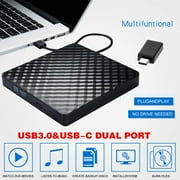 AUBEAMTO External CD DVD Drive, USB 3.0 Portable CD DVD +/-RW Drive Slim CD/DVD ROM Rewriter Burner Superdrive High Speed Data Transfer for Laptop Desktop MacBook PC Windows Linux Os-Black