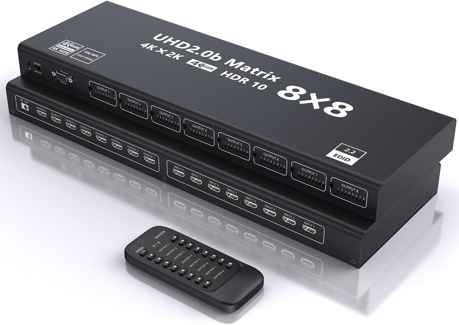 AUBEAMTO HDMI Matrix 8x8 4K@60Hz Video Matrix 8 in 8 Out Seamless ...