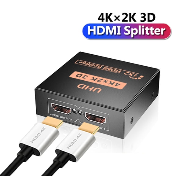 AUBEAMTO HDMI Splitter 1 in 2 Out V1.4 Powered 1x2 Ports Box Supports Full Ultra HD 1080P 4K/2K and 3D Resolutions (1 Input to 2 Outputs)