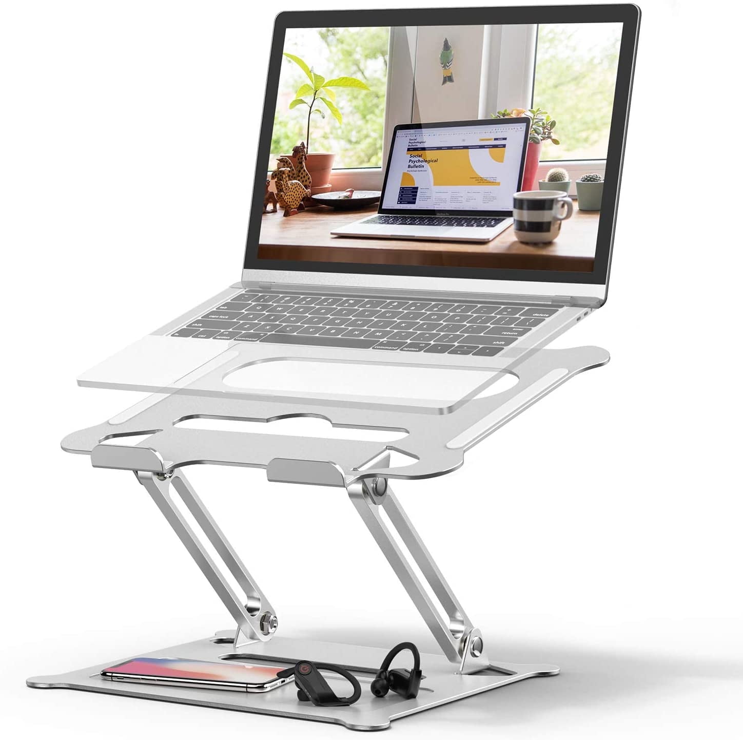 AUBEAMTO  Laptop Stand for Desk,Adjustable Laptop Stand ,Ergonomic Computer Stand Laptop Riser, Sit to Stand Laptop Holder Compatible with All Laptops 10-17" MacBook Pro, iPad Air(Z19-Silver)