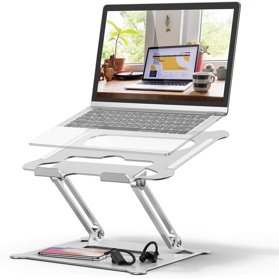 AUBEAMTO  Laptop Stand for Desk,Adjustable Laptop Stand ,Ergonomic Computer Stand Laptop Riser, Sit to Stand Laptop Holder Compatible with All Laptops 10-17" MacBook Pro, iPad Air(Z19-Silver)