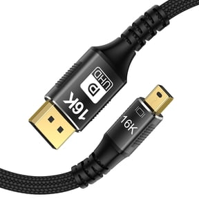 AUBEAMTO Mini DisplayPort to DisplayPort 2.1 Cable, DP 2.1,Bi-Directional Transmission DisplayPort to Mini DP ,16K@60Hz,8K@120Hz, 4K@240Hz G-Sync FreeSync Thunderbolt 2 for MacBook - 10 ft.
