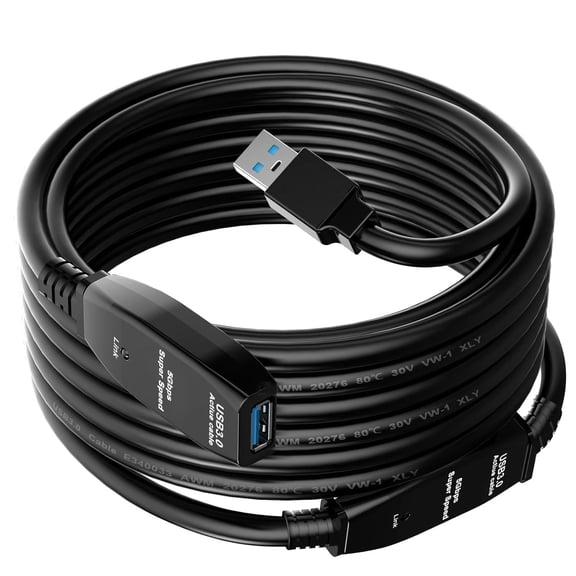 AUBEAMTO USB 3.0 Active Extension Cable 33FT, Long USB Type-A Male to Female Extender Cord, Built-in A Signal Booster Smart Chip, 5Gbps Transfer, for Printer, Xbox, Webcam, VR, Hard Drive, USB Hub
