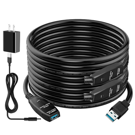 AUBEAMTO USB 3.0 Active Extension Cable 50FT, Long USB Type-A Male to Female Extender Cord, Built-in A Signal Booster Smart Chip, 5Gbps Transfer, for Printer, Xbox, Webcam, VR, Hard Drive, USB Hub