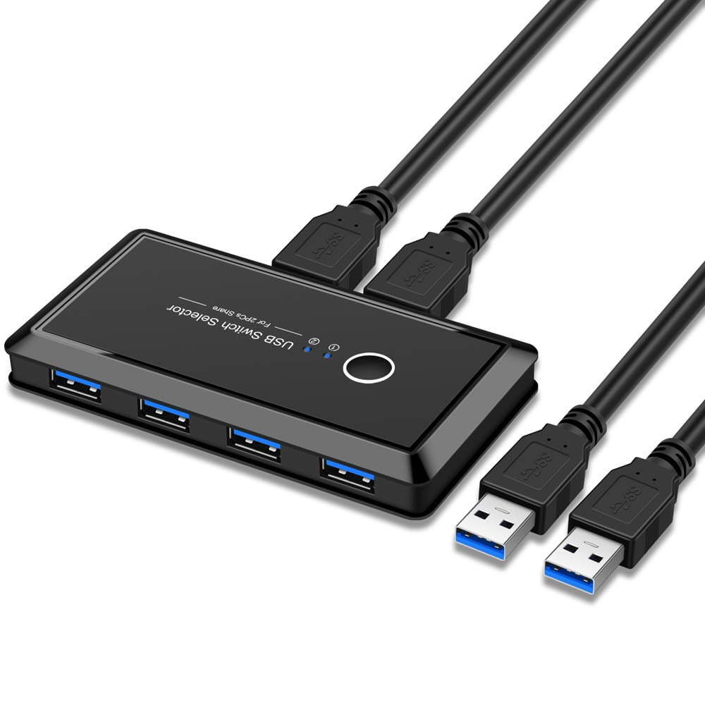 AUBEAMTO USB 3.0 Switcher Selector 2 Computers Sharing 4 USB Devices KVM Switch Hub Adapter for Keyboard Mouse Printer Scanner U-Disk, Hard Drives, Headsets, KVM Console Box Compatible with Mac/Win