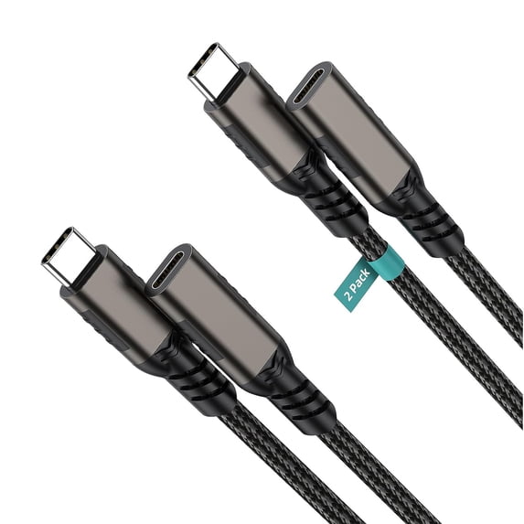 AUBEAMTO USB C Extension Cable [6.ft, 2Pack], USB Type-C Male to Female Cord, [USB3.1 Gen2/10Gbps] Sync Transfer USB C Extender 100W Fast Charging UHD 4K Video for MacBook,Laptop,Tablet, Phone