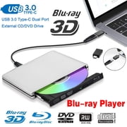 AUBEAMTOI External Blu Ray Drive, External Bluray Player with USB 3.0 & Type-C, External Bluray CD DVD Reader, DVD/CD Writer for PC, USB External Blu-ray Drives for Windows XP/7/8/10/11 MacOS