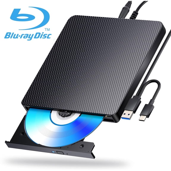 AUBEAMTOI External Blu Ray Drive USB 3.0 & Type-C Blu Ray Burner for PC, Read & Write BD/DVD/CD, Plug & Play External Optical Drive Compatible with Windows XP/7/8/10/11, Linux, Mac OS