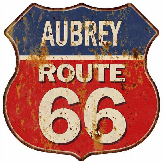 AUBREY Route 66 Sign Shield Metal Gift Man Cave Red 211110005251