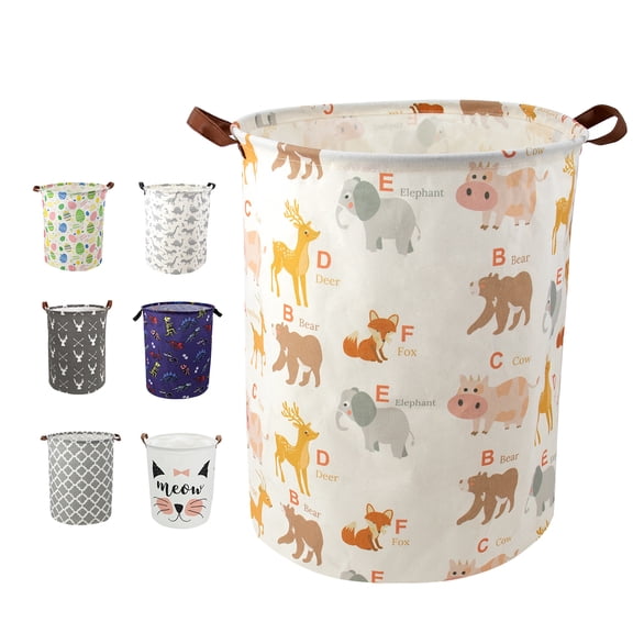 AUCHEN 19.7" Collapsible Laundry Basket, Foldable Cotton Linen Laundry Hamper for Baby Girl Boy, Large Capacity Basket with Handles Bag Dirty Clothes Toy Storage Basket Bin