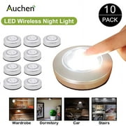AUCHEN Battery Powered Led Click Touch Light,Wireless Stick-on Push Light,Night Light Tap Touch Lamp for Hallway,Bathroom, Bedroom,Kitchen Closet,Cabinet,Trunk- 10 Pack(Batteries Not Included)