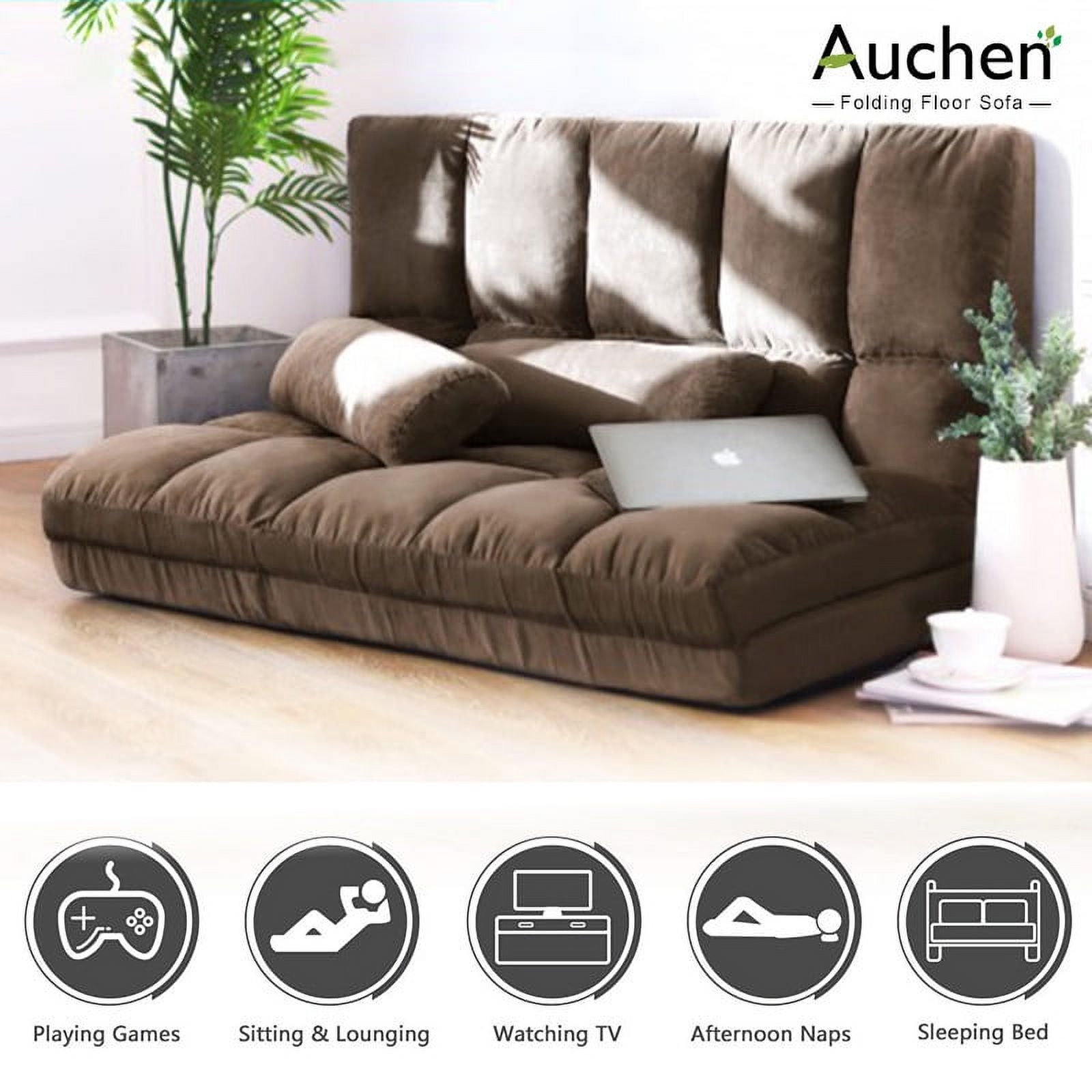 https://i5.walmartimages.com/seo/AUCHEN-Folding-Floor-Couch-Adjustable-Folding-Futon-Sofa-Video-Gaming-Sofa-Lounge-Sofa-with-Two-Pillows-Brown_4fe25c74-12e7-4fcf-8769-76d31233cbd7.f927ce0277d27fcca3b6cd5e5b3b5769.jpeg