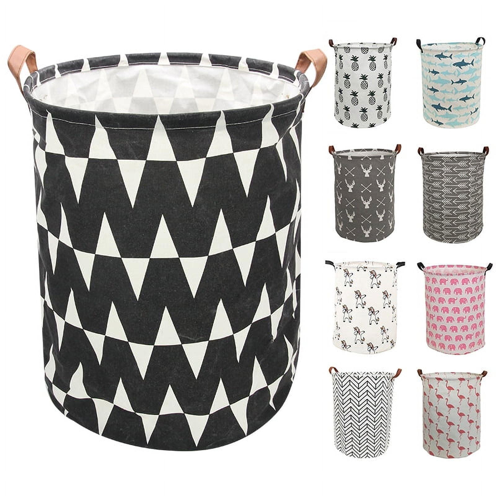 AUCHEN Large Collapsible Laundry Hamper with Handles,Round Storage ...