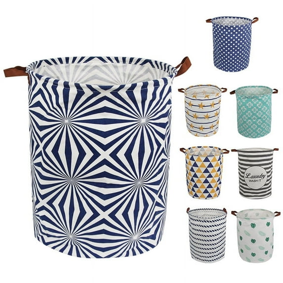 AUCHEN Large Collapsible Laundry Hamper with Handles,Storage Baskets,Waterproof Dirty Clothes Laundry Basket,Foldable Bin Storage Basket Organizer for Kids Baby Toy Collection(Round - Space Pattern)