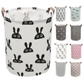 thumbnail image 1 of AUCHEN Large Collapsible Laundry Hamper with Handles,Storage Baskets,Waterproof Dirty Clothes Laundry Basket,Foldable Bin Storage Basket Organizer for Kids Baby Toy Collection(Round - Black Rabbit), 1 of 8