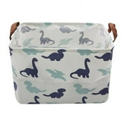 AUCHEN Rectangular Storage Bins, Cotton Fabric Laundry Baskets, Collapsible Waterproof Toy Storage Bin with Handles, 15"Hx 10"Wx 9"L Laundry Basket(Rectangular - Dinosaur)