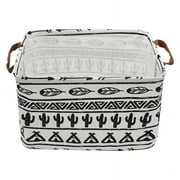 AUCHEN Laundry Hamper, Large Waterproof Cotton Fabric Laundry Baskets with 2 Handles - 19.7"Hx 15.7"Wx 15.7"L - Dirty Clothes, Kids Baby Toys Organizer (Round - Black W)