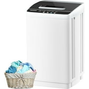 AUCHI Portable Washing Machine,Compact Laundry Washer Energy Saving,2.1 Cu.ft Top Load Washer,10 Programs 8 Water Leves,Full-automatic Washer and Spinner with LED Display/Drain Pump for Home,Dorm