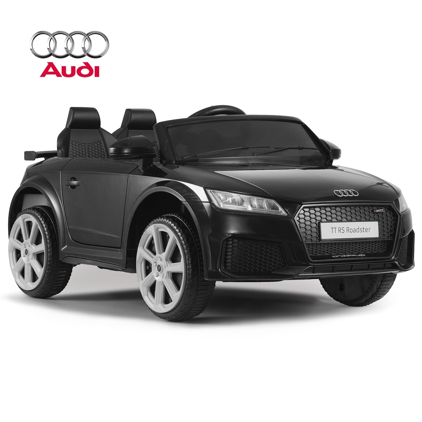 AUDI 12V Kids Car Ride on Car  Kids Electric Car  with Parental Remote Control Double Doors LED Lights Safety Belt Music Player Battery Powered, Black