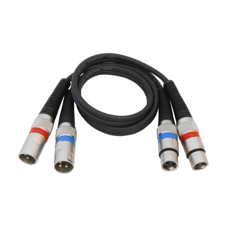 AUDIO2000'S ADC203F-P 3 ft. x 6 mm Premium Dual XLR Female - Dual XLR Male Balanced Microphone Cable