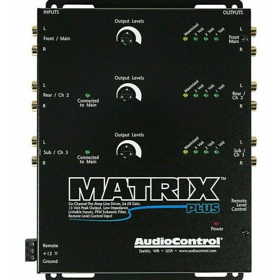 AUDIOCONTROL MATRIX PLUS BLACK 6-CHANNEL LINE DRIVER OPTIONAL LEVEL ...