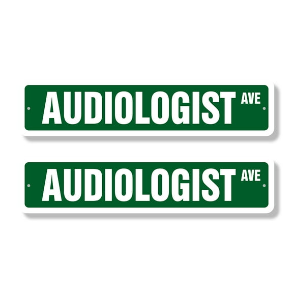 AUDIOLOGIST Classic Street Sign (2 Pack) hearing ears phonics head phones Road Sign | 6" X 24" Aluminum Metal Address Sign