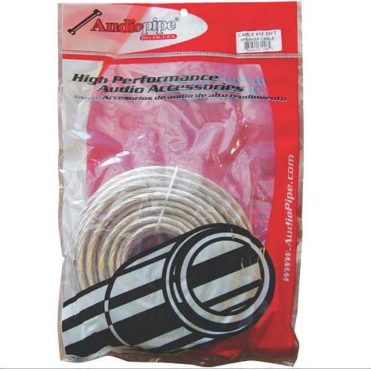 AUDIOP  12 Gauge 25ft Bagged Spool Speaker Wire - Clear