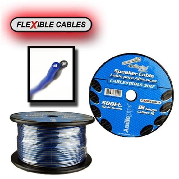 AUDIOP  16-Gauge 500 FT Spool Flexible Speaker Cable - Blue