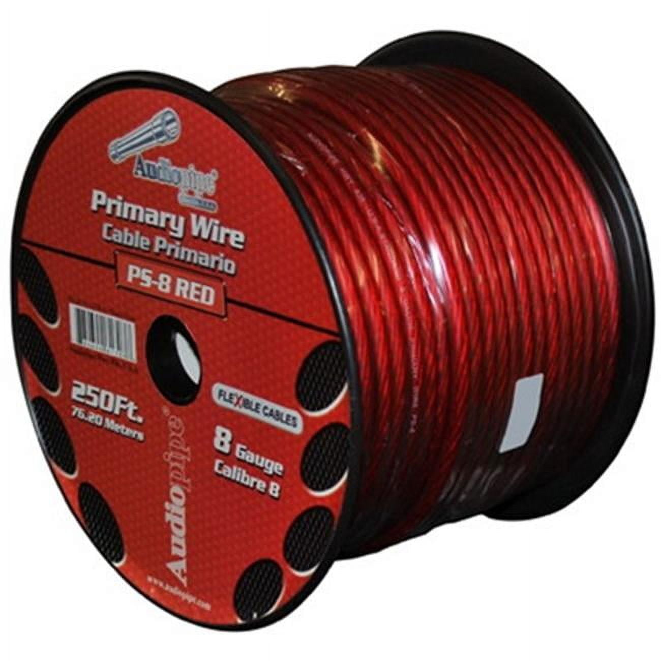 AUDIOP PS8RD 250 ft. Spool Car Audio - 8 Gauge - Red