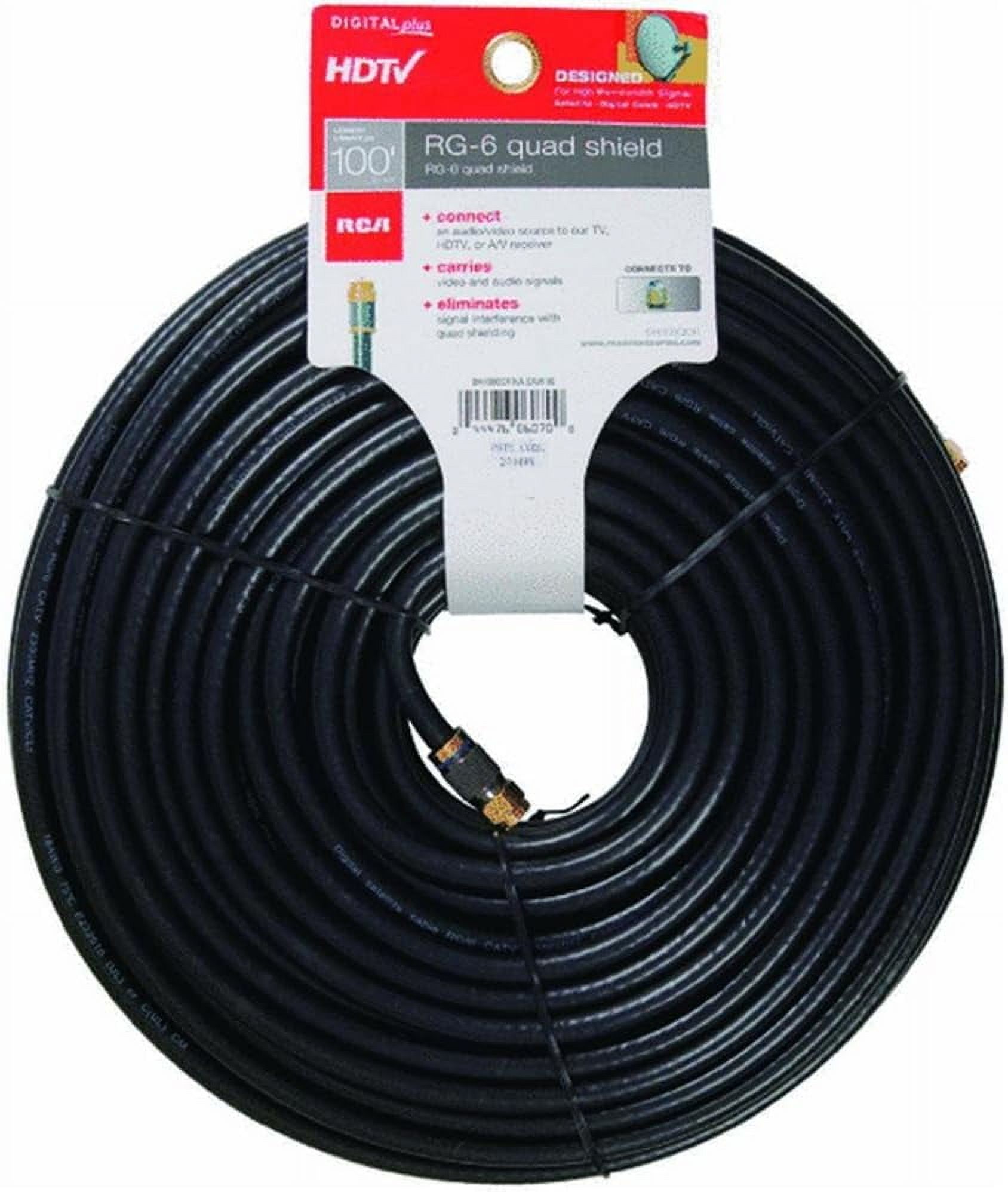 AUDIOVOX DH100QCR 18 American Wire Gauge Quadshield Coaxial Cable, 100Feet, Black