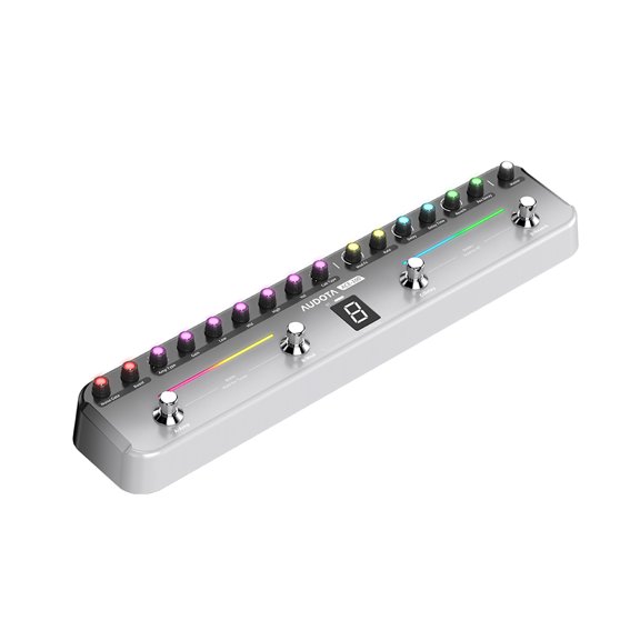AUDOTA Intelligent Combined Effects Pedal ACE-100 with Noise Gate Boost 8 Amp Models 8 Cab IR Models 3 Modulation/Delay/Reverb Effects for Stages and Recording Studios