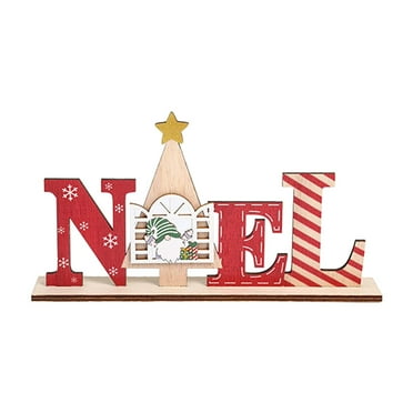 AUDea Christmas Table Signs Decorations Christmas Table Wooden Table Top Decorations Wooden Centerpiece Tabletop Snowman Wood Desktop Decor for Holiday Home Party Decorations