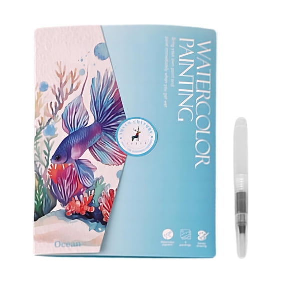 AUDeals 12-Color Watercolor Painting Kit | Washable Paint Set with Brushes & Guided Workbook, Beginner-Friendly Art Supplies for Kids/Teens/Adults