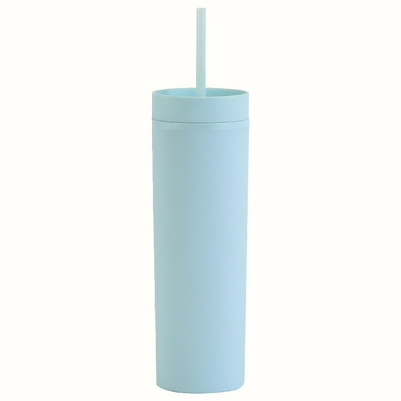 AUDeals 16oz Slim Tumbler with Lid, Reusable Plastic Coffee Cup, Double Wall Insulated Travel Mug for Hot & Cold Drinks, Leak-Proof & Sweat-Proof, 450ml Water Bottle