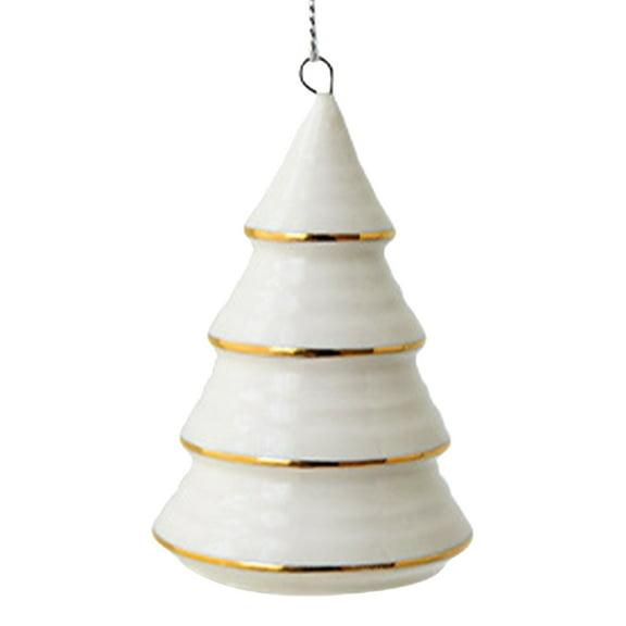 AUDeals 1Pcs White Ceramic Christmas Tree Porcelain Xmas Decor Holiday Home Decoration Mini Tabletop Figurine Modern Festive Christmas Indoor Holiday Charm Ornament