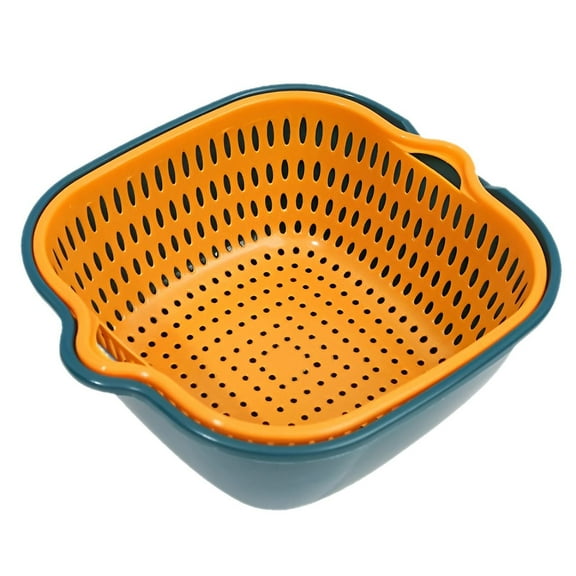 AUDeals 2-in-1 Vegetable Washing Basket and Colander, Double Layer Stackable Drain Bowl for Sink, Strainer for Fruits, Vegetables, Salad Greens, and Pasta