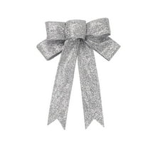 AUDeals 23cm Christmas Bow, Outdoor Christmas Decorations, Large Velvet Tree Topper Bow with Gold Glitter Trim for Wreath, Front Door, Home Decor