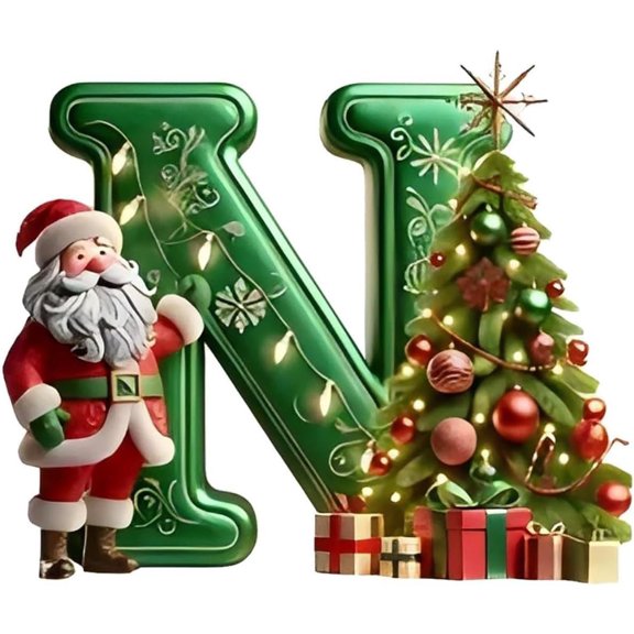 AUDeals 26 Christmas Letters Ornaments A to Z, Acrylic Alphabet Santa Initials for Christmas Tree Decor, Xmas Hanging Pendant for Home Party Mantel Decorations