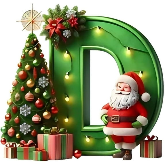 AUDeals 26 Christmas Letters Ornaments A to Z, Acrylic Alphabet Santa Initials for Christmas Tree Decor, Xmas Hanging Pendant for Home Party Mantel Decorations
