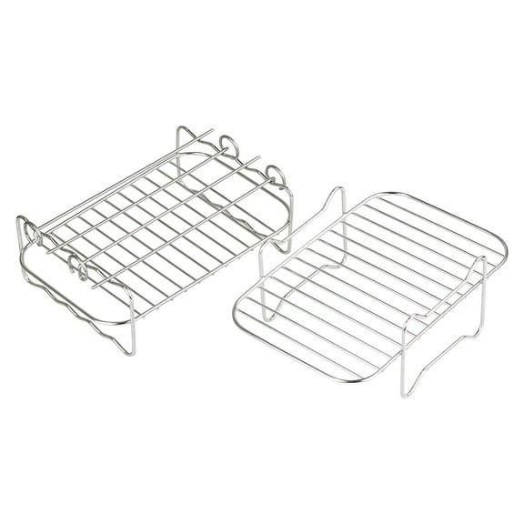 AUDeals 2PCS Rectangle AirFryer Racks Fryer Basket Tray Kitchen Utensils Double Pot Double Basket AirFryer Accessory and Grill 2 Piece Set