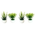 thumbnail image 1 of AUDeals 2Pcs Set Artificial Potted Plants Mini Plants Small Potted Green Decorative With Plastic White Pot for Home Decor, 1 of 8