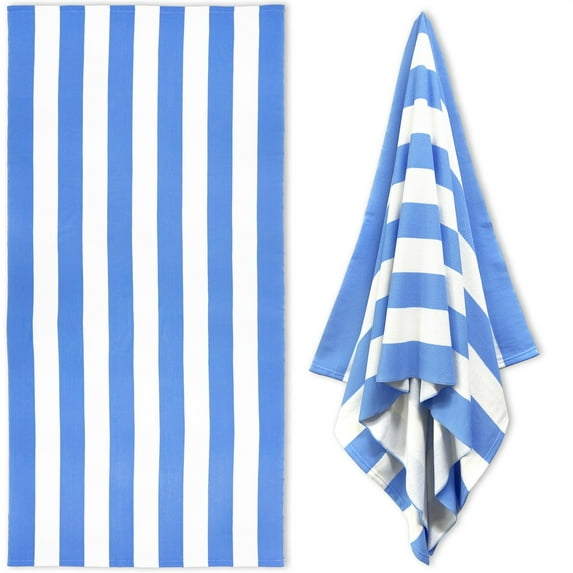 AUDeals 40" Cotton Beach Towel, Plush Thick Striped Pool Towel for Adults Men & Women, Quick Drying Large Swimming Towel for Travel & Gym