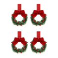 thumbnail image 1 of AUDeals 4pc Christmas Cabinet Decorations, Mini Wreaths with Red Berries for Tabletop Mantel Shelf, Holiday Home Beautification, Festive Atmosphere Creation, 1 of 4