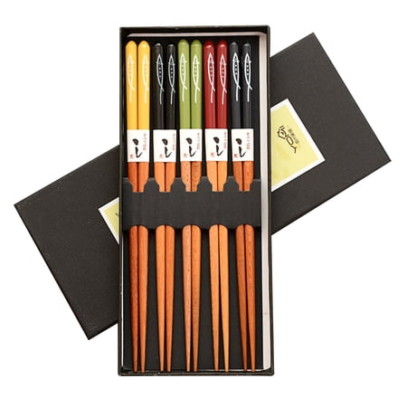 AUDeals ?5 Pairs Japanese Cat Chopsticks Non-Slip Handmade Kitchen Gift Set, Reusable Wooden/Bamboo Chopsticks for Asian Cuisine, Home & Restaurant Use?