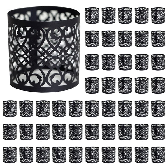 AUDeals 50-Pack Disposable Laser Cut Napkin Rings, Gold Foil Hollow Design Napkin Holders for Wedding, Party, Event, and Hotel Table Decor and Settings